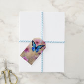 Mooie bloemen en vlinder cadeaulabel (Met Touw)