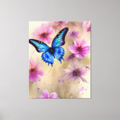 Mooie bloemen en vlinder canvas afdruk (Voorkant)