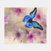 Mooie bloemen en vlinder fleece deken (Voorkant (Horizontaal))