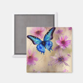 Mooie bloemen en vlinder magneet (Voorkant / Achterkant)