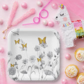 Mooie bloemen en vlinder papieren bordje (Feest)