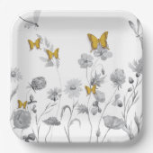 Mooie bloemen en vlinder papieren bordje (Voorkant)