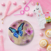 Mooie bloemen en vlinder papieren bordje (Feest)