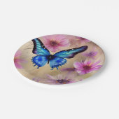 Mooie bloemen en vlinder papieren bordje (Gekanteld)