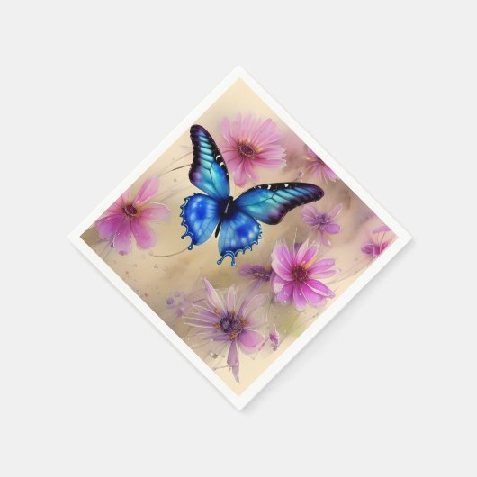 Mooie bloemen en vlinder servet (Hoek)