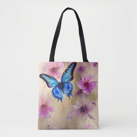 Mooie bloemen en vlinder tote bag (Voorkant)