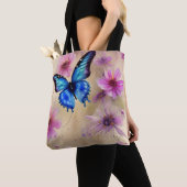 Mooie bloemen en vlinder tote bag (Dichtbij)