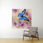 Mooie bloemen en vlinder wandkleed (In Situ (horizontaal))