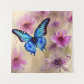 Mooie bloemen en vlinder wandkleed (Voorkant)