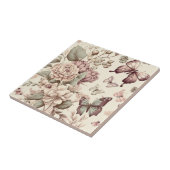 Mooie bloemen en vlinderpastelkleuren tegeltje (Zijkant)