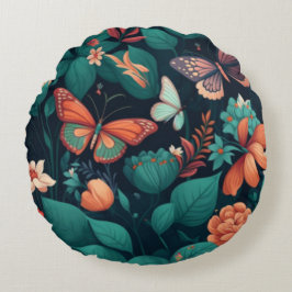 Mooie bloemen en vlinders in het oerwoud rond kussen