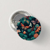 Mooie bloemen en vlinders in het oerwoud ronde button 3,2 cm (Voorkant /achterkant)