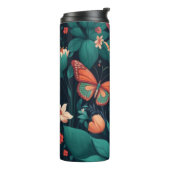 Mooie bloemen en vlinders in het oerwoud thermosbeker (Gedraaid links)