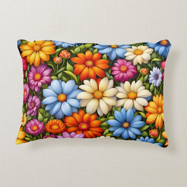Mooie bloemen, felgekleurd, accent kussen (Achterkant)