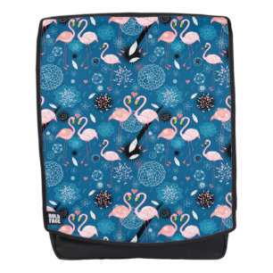 Mooie bloemen flamingo's patroon rugtassen