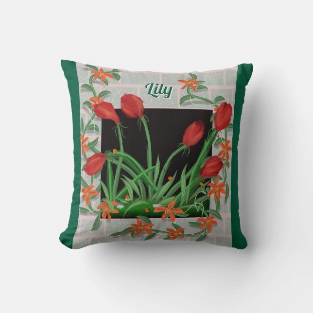 Mooie Bloemen Gepersonaliseerd Kussen (Voorkant)