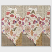 Mooie bloemen geperst cadeaupapier (Vlak)