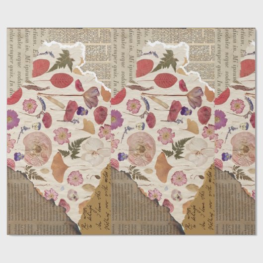 Mooie bloemen geperst cadeaupapier (Vlak)