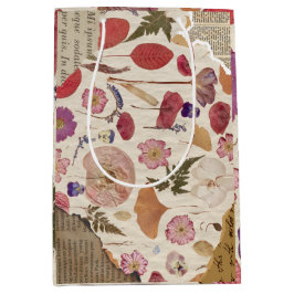 Mooie bloemen geperst medium cadeauzakje