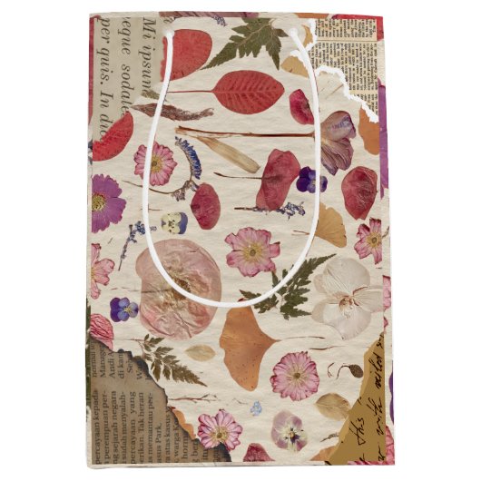 Mooie bloemen geperst medium cadeauzakje (Voorkant)