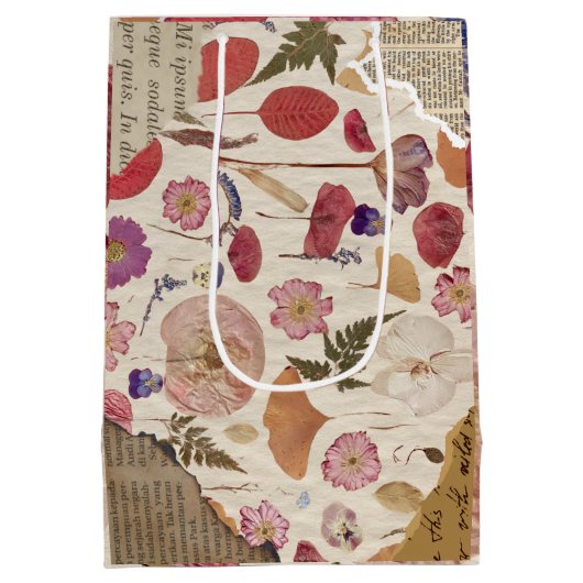 Mooie bloemen geperst medium cadeauzakje (Achterkant)