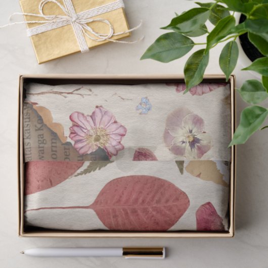 Mooie bloemen geperst tissuepapier (Geschenk)