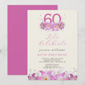 Mooie Bloemen Glitter Verjaardag Kaart (Voorkant / Achterkant)