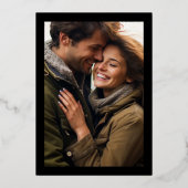 Mooie Bloemen GOUD Monogram Foto Huwelijk Folie Uitnodiging (Achterkant)