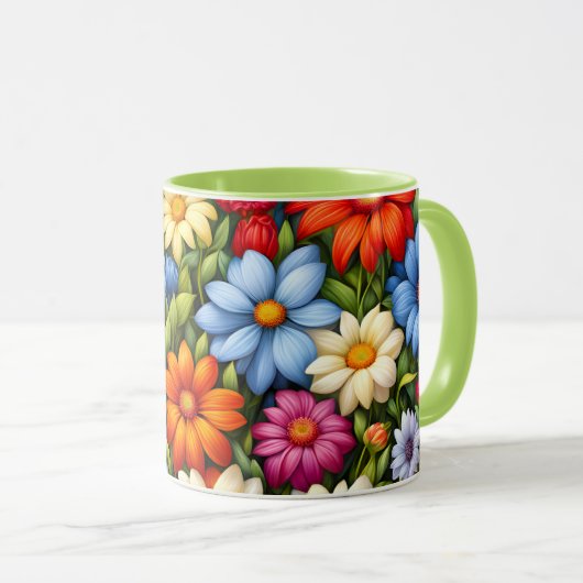 Mooie Bloemen, Heldergekleurd, Mok (Voorkant rechts)