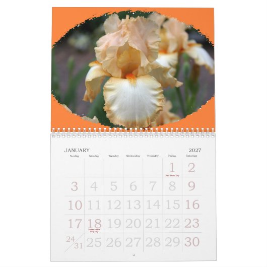 Mooie bloemen, het hele jaar lang kalender (Jan 2027)
