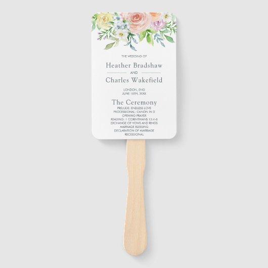 Mooie Bloemen Huwelijksprogramma Handwaaier (Voorkant)