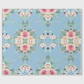 Mooie bloemen in blauw cadeaupapier (Vlak)