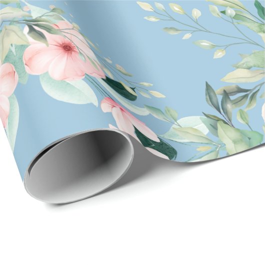 Mooie bloemen in blauw cadeaupapier (Rol Hoek)