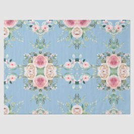 Mooie bloemen in blauw tissuepapier