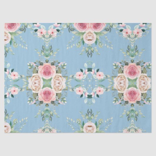 Mooie bloemen in blauw tissuepapier (Voorkant)