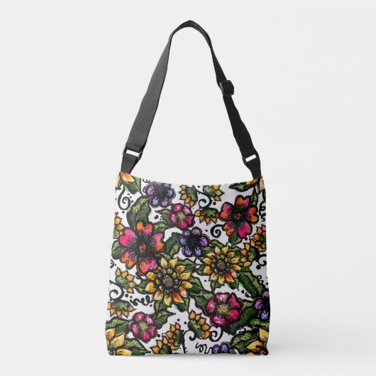 Mooie bloemen in boho Stijl Beesthetisch Crossbody Tas (Voorkant)