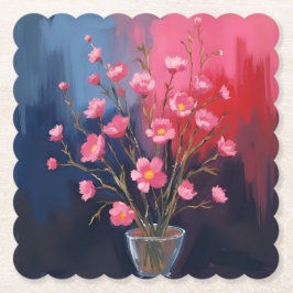 Mooie Bloemen In Een Vaas Kartonnen Onderzetters