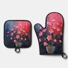Mooie Bloemen In Een Vaas Ovenwant & Pannenlap Set