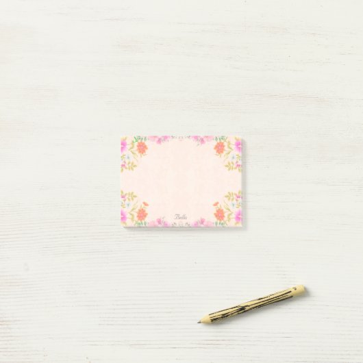 Mooie bloemen in parelkleuren post-it® notes (Op bureau)