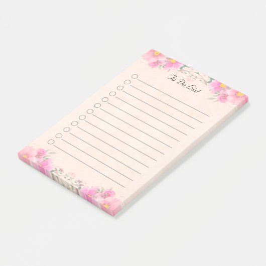 Mooie bloemen in pasteelkleuren om een lijst op te post-it® notes (Schuin)