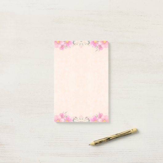 Mooie bloemen in pasteelkleuren post-it® notes (Op bureau)