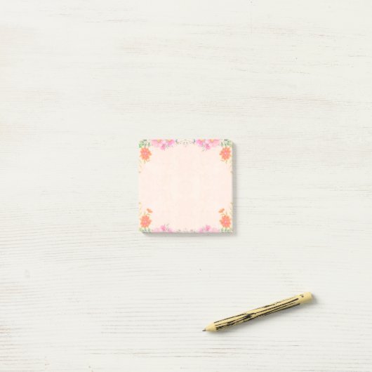 Mooie bloemen in pasteelkleuren post-it® notes (Op bureau)