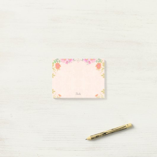 Mooie bloemen in pastkleurige kleuren, na-it notit post-it® notes (Op bureau)