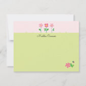 Mooie bloemen in roze en groene notitiekaart notitiekaartje (Voorkant)