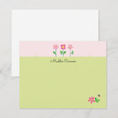 Mooie bloemen in roze en groene notitiekaart notitiekaartje (Voorkant / Achterkant)