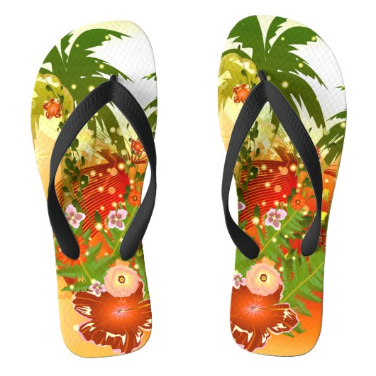 Mooie bloemen in tropisch design teenslippers (Voetbed)