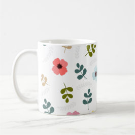 Mooie bloemen in verschillende kleuren en groen ge koffiemok