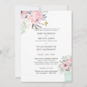 Mooie Bloemen  Katholieke Huwelijksmis Bruiloft Kaart (Voorkant)