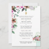 Mooie Bloemen  Katholieke Huwelijksmis Bruiloft Kaart (Voorkant)