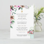 Mooie Bloemen  Katholieke Huwelijksmis Bruiloft Kaart (Staand voorkant)